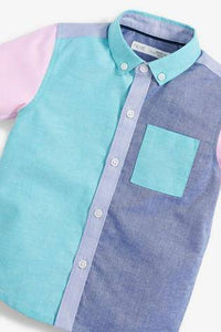 Short Sleeve Oxford Pastel Colourblock Shirt - Allsport