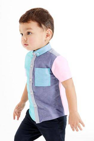 Short Sleeve Oxford Pastel Colourblock Shirt - Allsport