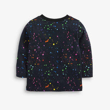 Load image into Gallery viewer, Black Long Sleeve Jersey Splat Printed T-Shirt (3mths-6yrs) - Allsport
