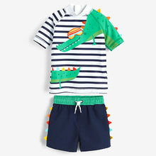 Load image into Gallery viewer, Stripy Crocodile 2 Piece Rash Vest And Shorts Set (3mths-5yrs)
