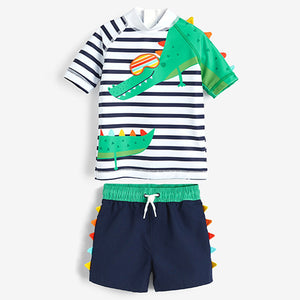 Stripy Crocodile 2 Piece Rash Vest And Shorts Set (3mths-5yrs)