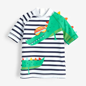 Stripy Crocodile Rash Vest And Shorts Set (3mths-5yrs) - Allsport