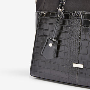Black Tab Detail Tote Bag - Allsport