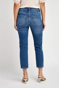 MID BLUE CROPPED STRAIGHT JEANS - Allsport