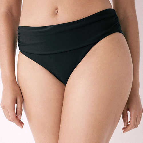 Black  Roll Top Briefs Shape and Tummy Control Swimwear - Allsport