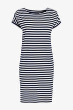 Load image into Gallery viewer, Navy/ White Stripes Relaxed Capped Sleeve Tunic - Allsport

