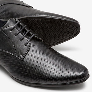 Black Perforated Derby Shoes - Allsport