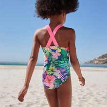 Load image into Gallery viewer, Cobalt Blue Palm Swimsuit (3-12yrs) - Allsport
