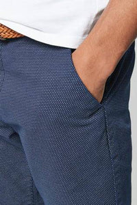 Navy Straight Fit Ditsy Print Belted Chino Shorts - Allsport