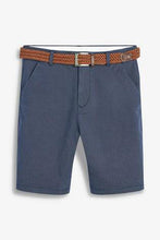 Load image into Gallery viewer, Navy Straight Fit Ditsy Print Belted Chino Shorts - Allsport
