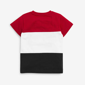 Red/ Navy Colourblock Pique T-Shirt (3mths-5yrs) - Allsport