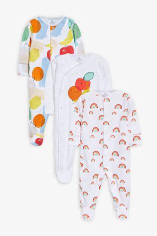 Multi Bright 3 Pack GOTS Organic Fruit Sleepsuit  (up to 18 months) - Allsport