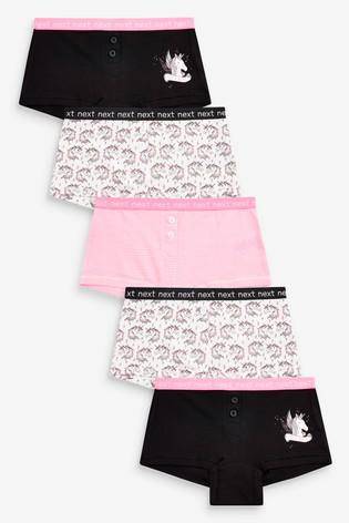 Black/Pink 5 Pack Unicorn Fluro Boxer Briefs - Allsport