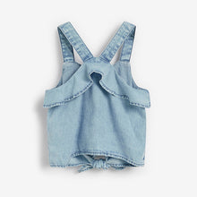 Load image into Gallery viewer, Denim Blue Tie Front Blouse Cotton Co-Ord (3-12yrs) - Allsport
