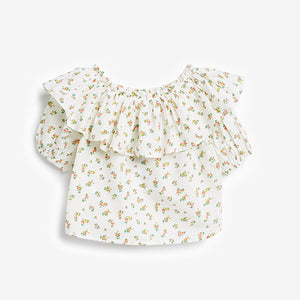 White Floral Frill Blouse (3-12yrs) - Allsport