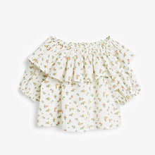 Load image into Gallery viewer, White Floral Frill Blouse (3-12yrs) - Allsport
