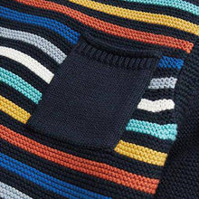 Load image into Gallery viewer, Navy Rainbow Stripe Knitted Jumper (3mths-5yrs) - Allsport
