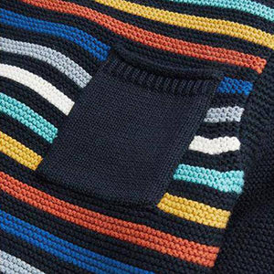 Navy Rainbow Stripe Knitted Jumper (3mths-5yrs) - Allsport
