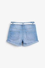 Load image into Gallery viewer, Denim Mid Blue Shorts With Glitter Purse Belt - Allsport

