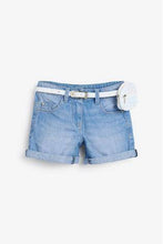 Load image into Gallery viewer, Denim Mid Blue Shorts With Glitter Purse Belt - Allsport
