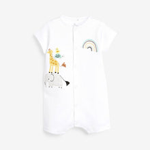 Load image into Gallery viewer, Ecru 3 Pack GOTS Organic Cotton Animal Rompers  (up to 18 months)
