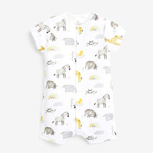 Ecru 3 Pack GOTS Organic Cotton Animal Rompers  (up to 18 months)