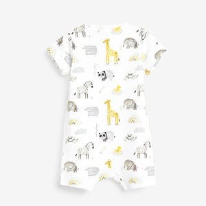 Ecru 3 Pack GOTS Organic Cotton Animal Rompers  (up to 18 months)