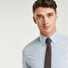 Load image into Gallery viewer, Navy Stripe Check Slim Fit Single Cuff Shirt And Tie - Allsport
