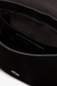 Black Leather Stitch and Embossed Detail Saddle Bag - Allsport