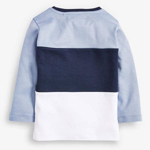 Blue /White Long Sleeve Colourblock T-Shirt (3mths-5yrs) - Allsport