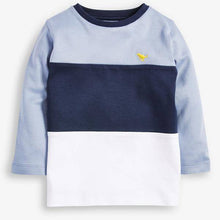 Load image into Gallery viewer, Blue /White Long Sleeve Colourblock T-Shirt (3mths-5yrs) - Allsport

