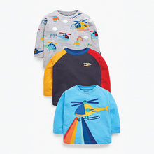 Load image into Gallery viewer, Blue/ Grey Helicopter 3 Pack Long Sleeve Character T-Shirts (3mths-5yrs) - Allsport
