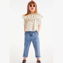 Load image into Gallery viewer, Mid Blue Gathered Waist Jeans (3-12yrs) - Allsport
