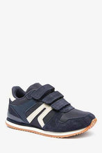 Load image into Gallery viewer, Navy Strap Touch Fastening Trainers - Allsport
