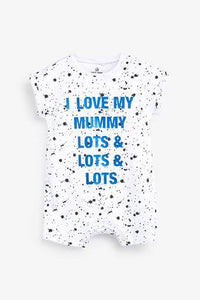 Monochrome 2 Pack Paint Splatter Mummy And Daddy Rompers  (up to 18 months) - Allsport