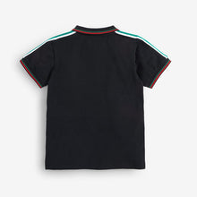 Load image into Gallery viewer, Black Colourblock Zip Neck Polo Shirt (3-12yrs) - Allsport

