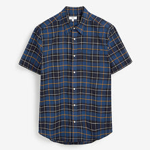Load image into Gallery viewer, Navy Blue Check Short Sleeve Shirt
