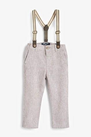 Stone Formal Trousers With Braces - Allsport