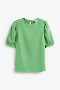 Green Gathered Short Sleeve Top - Allsport