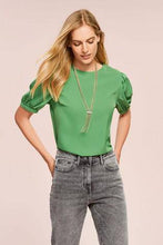 Load image into Gallery viewer, Green Gathered Short Sleeve Top - Allsport
