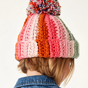 Multi Stripe Pom Pom Beanie Hat (3mths-6yrs)