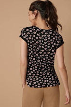 Load image into Gallery viewer, Black Floral V-Neck Boxy T-Shirt - Allsport
