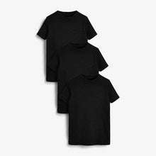 Load image into Gallery viewer, Black 3 Pack Organic Cotton Rib T-Shirts (1.5-12yrs) - Allsport
