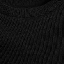Load image into Gallery viewer, 3 Pack Black Cotton Rib T-Shirts (2-12yrs) - Allsport
