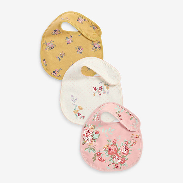 Baby 3 Pack Pink Floral Bibs - Allsport