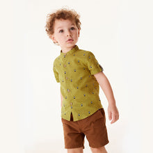 Load image into Gallery viewer, Yellow Zebra Print Short Sleeve Shirt With Grandad Collar (3mths-5yrs) - Allsport
