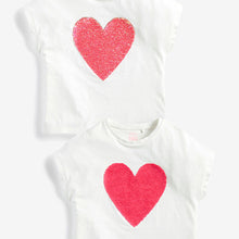 Load image into Gallery viewer, White Shiny Sequin Heart T-Shirt (3-11yrs) - Allsport
