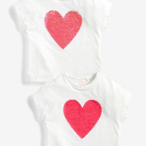 White Shiny Sequin Heart T-Shirt (3-11yrs) - Allsport