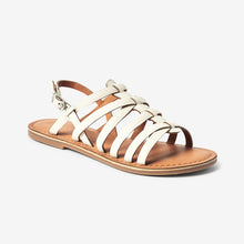 Load image into Gallery viewer, White Leather Strappy Sandals (Older Girls) - Allsport
