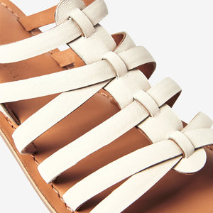 White Leather Strappy Sandals (Older Girls) - Allsport